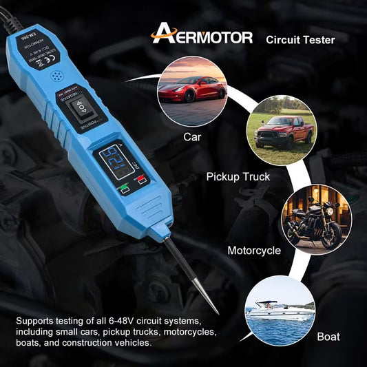 Probador de Circuito Automotriz Universal 6V–48V con Pantalla Digital LED