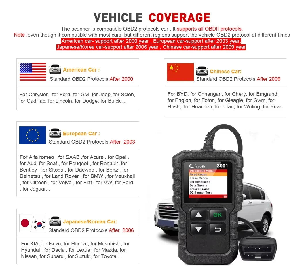 Escáner OBD2 LAUNCH Creader 3001 CR3001