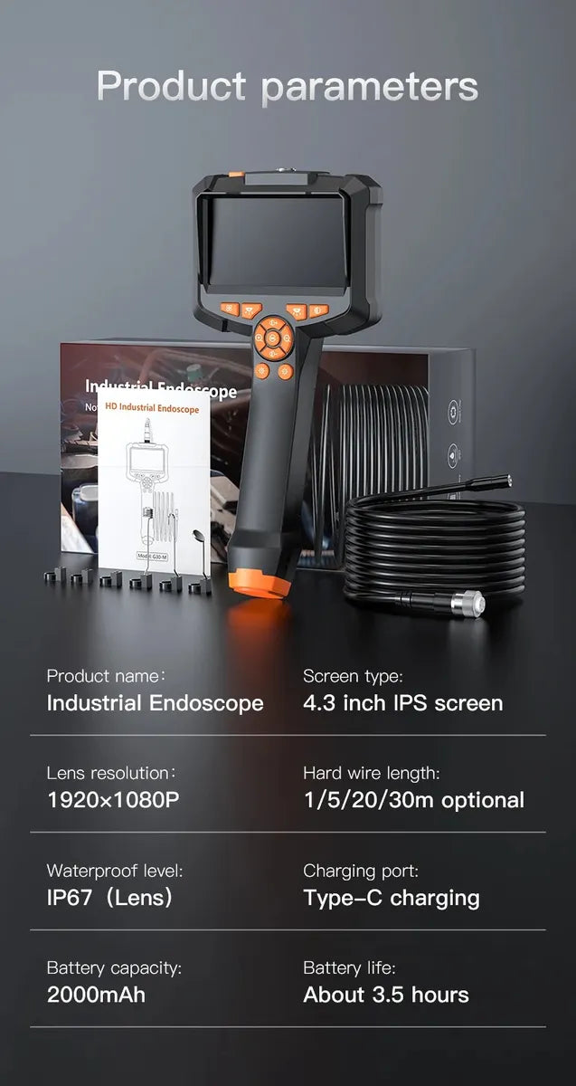 Cámara Endoscópica Industrial Automotriz 10 Metros 8mm – HD1080P