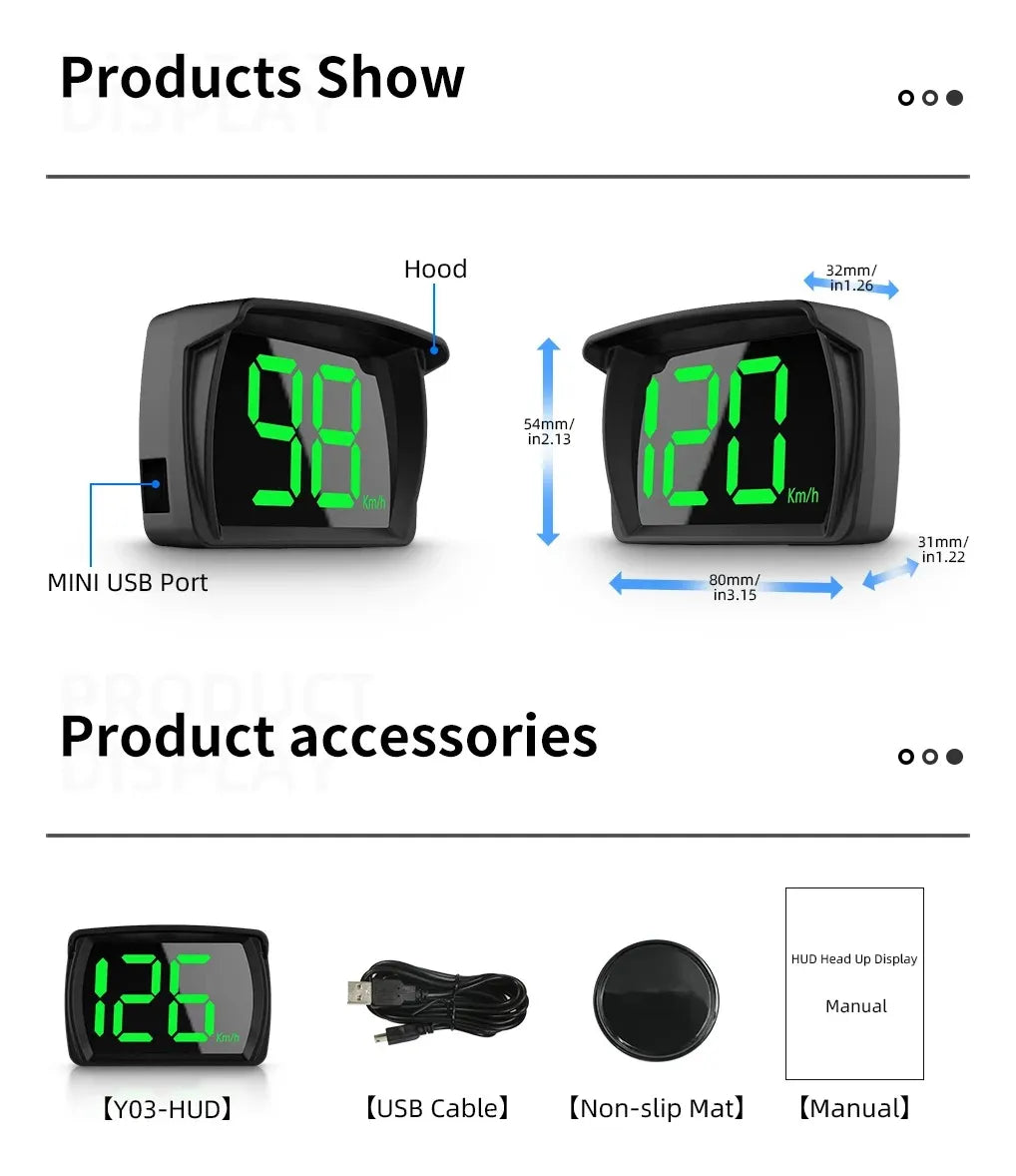Velocímetro Digital HUD GPS Universal – Todos los Coches