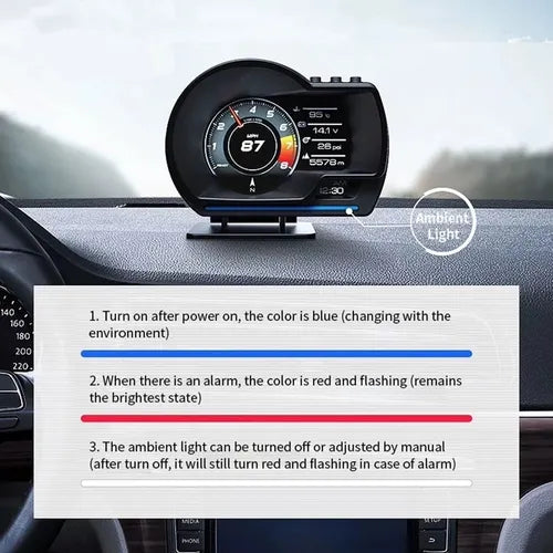 Pantalla HUD Digital OBD2 + GPS - Velocidad, RPM y Alarmas