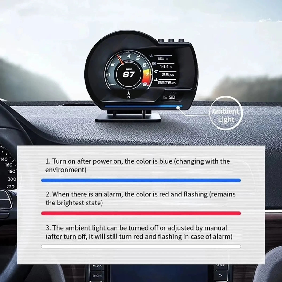 Pantalla HUD Digital 3” OBD2 + GPS para Autos, Camiones y Buses - vista 6