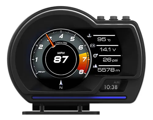 Pantalla HUD Digital OBD2 + GPS - Velocidad, RPM y Alarmas