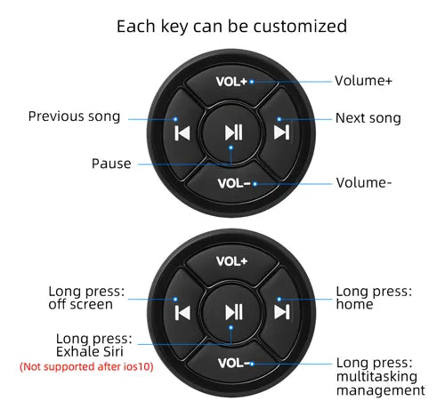 Botón Bluetooth Multimedia Para Volante Auto/Moto