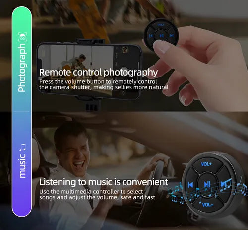 Botón Bluetooth Multimedia Para Volante Auto/Moto