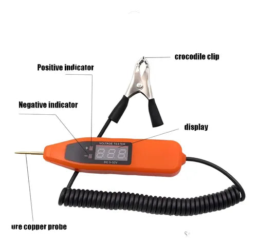 Probador Eléctrico Automotriz KINGBOLEN Tipo Pluma 5-32V Digital