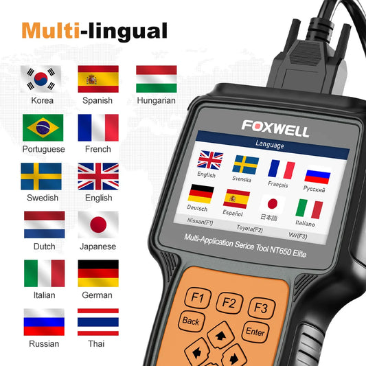 Escáner Automotriz Profesional con 26 Servicios de Mantenimiento-Foxwell NT650 Elite OBD2