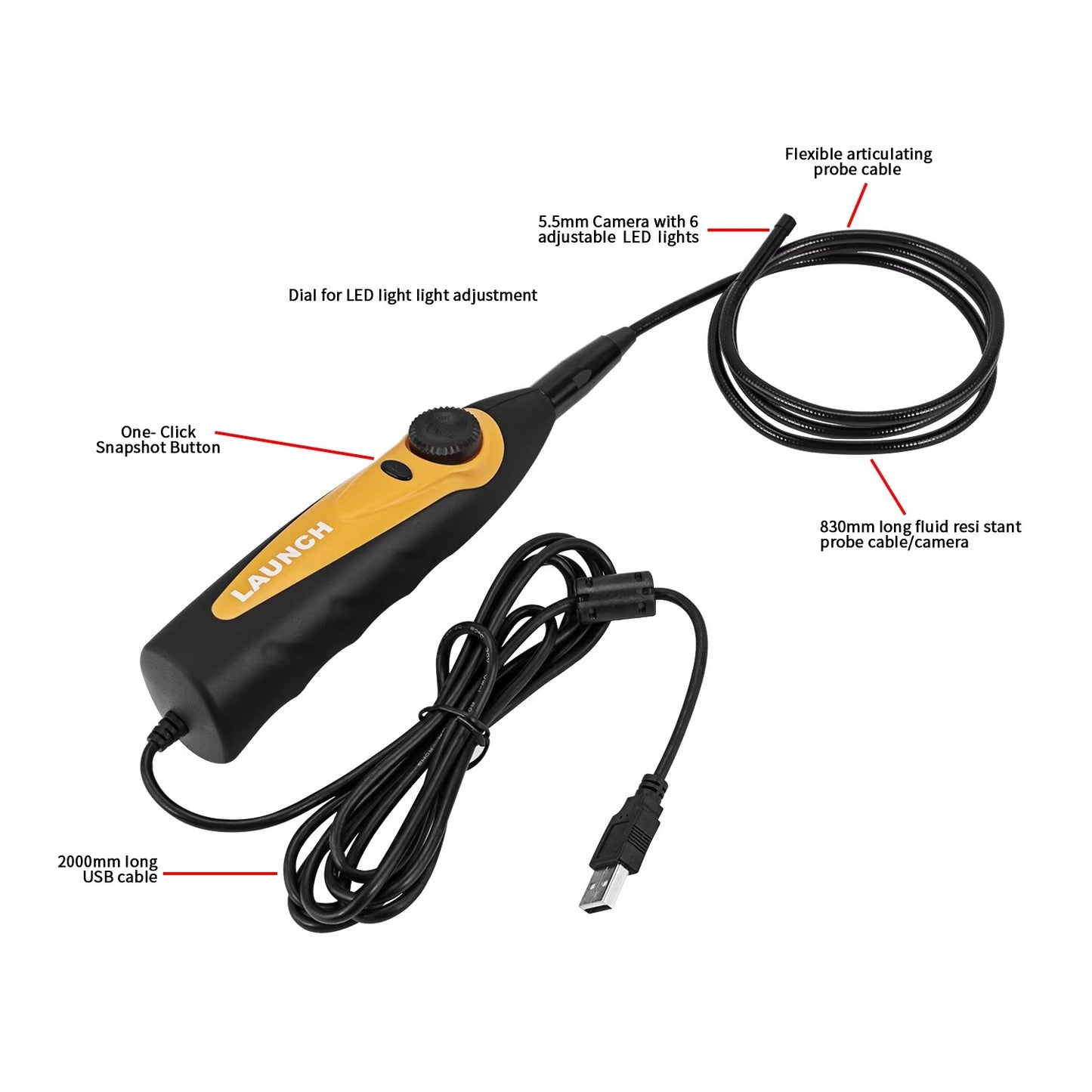 LAUNCH VSP600 – Endoscopio/Boroscopio Profesional para X431 V / PRO3S+ / PAD V