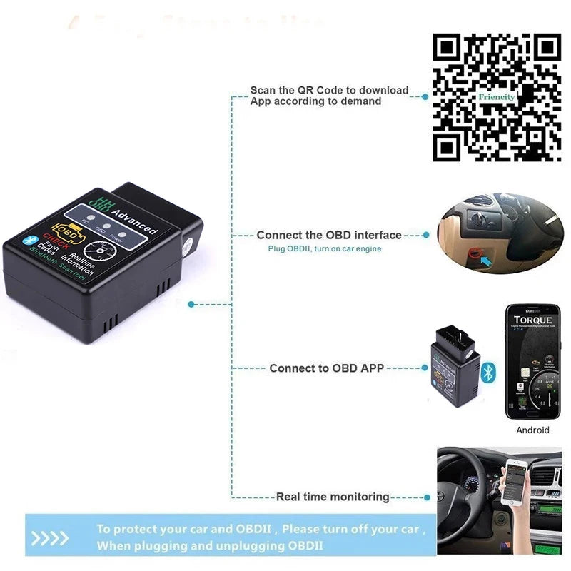Escáner Automotriz Multimarca – ELM327 Bluetooth V2.1 OBDII Mini