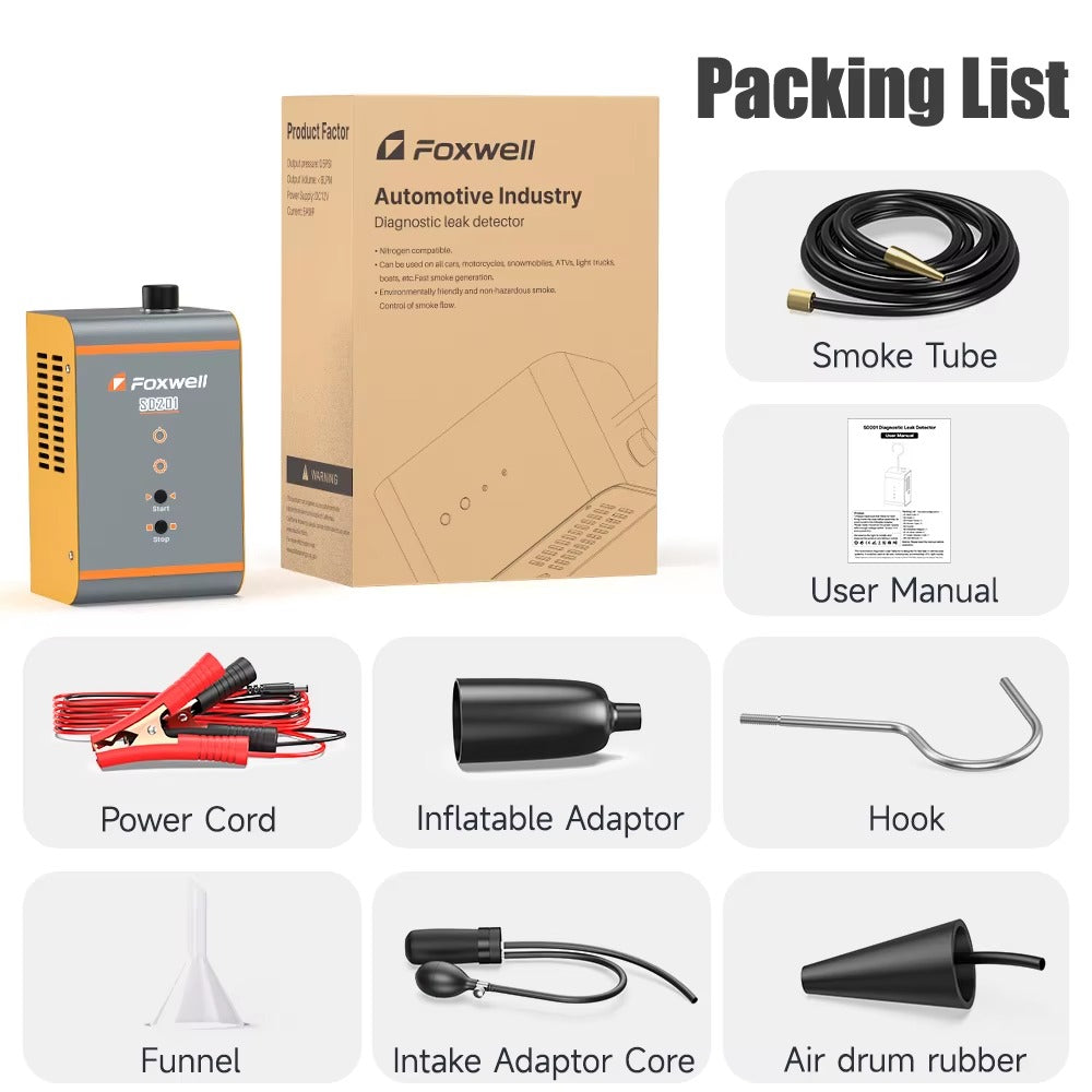 FOXWELL SD201 – Detector de Fugas por Humo EVAP, Vacío y Escape