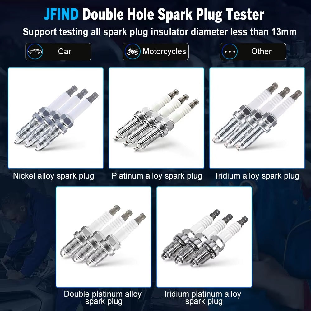 Probador de Bujías de Doble Orificio 13mm para Auto y Moto - Jfind JF109