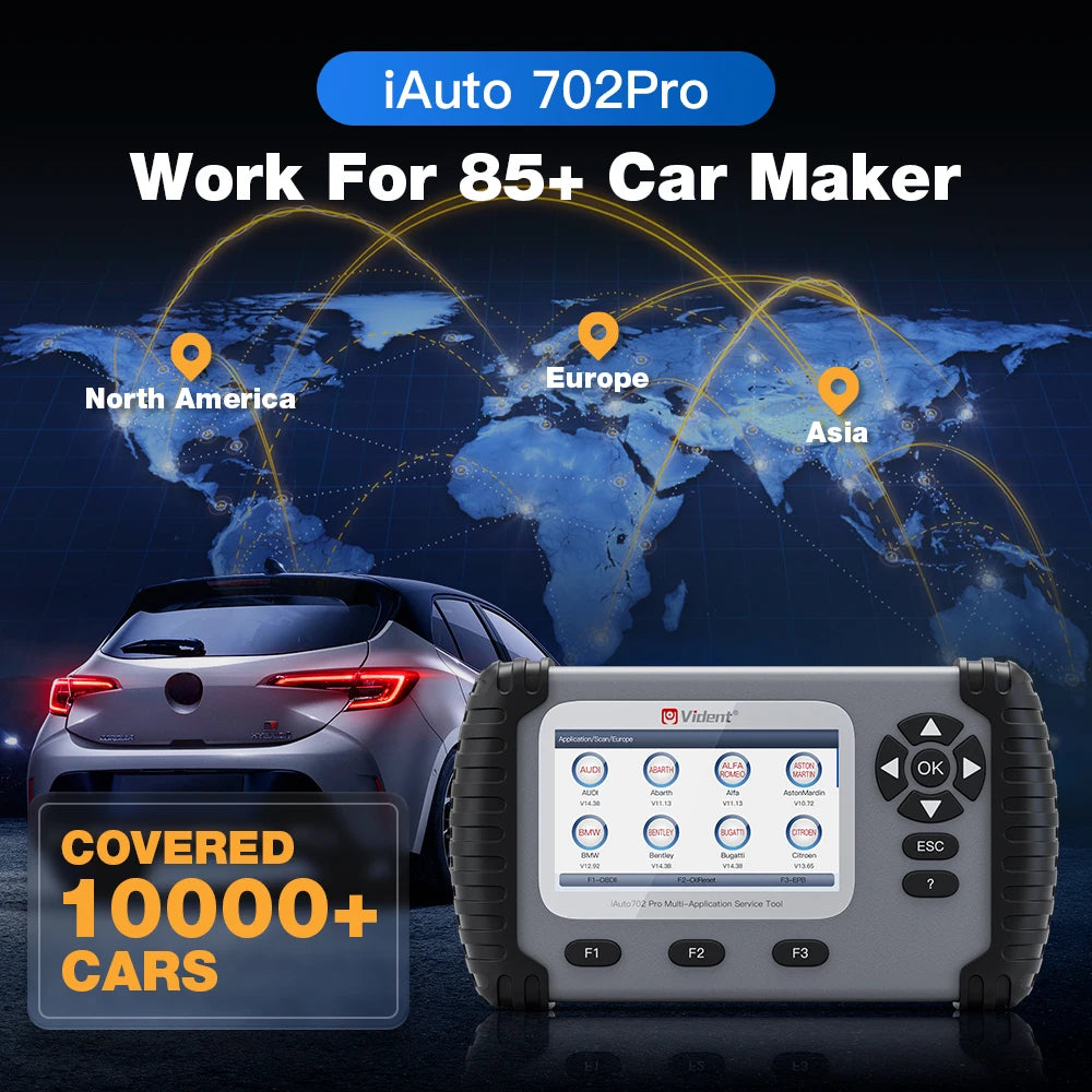 Escáner Automotriz OBD2 ABS/SRS con 39 Funciones Especiales – Vident iAuto702 Pro
