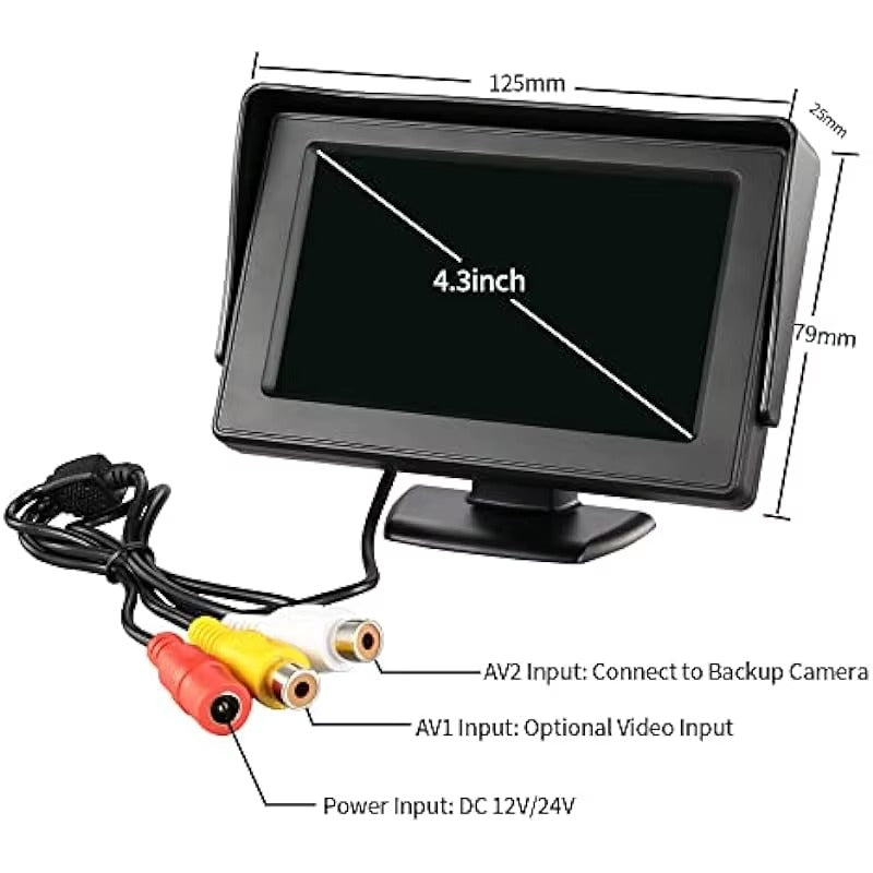 Pantalla Auto 4.3” Cámara Retroceso HOMEFISH Monitor LCD Universal