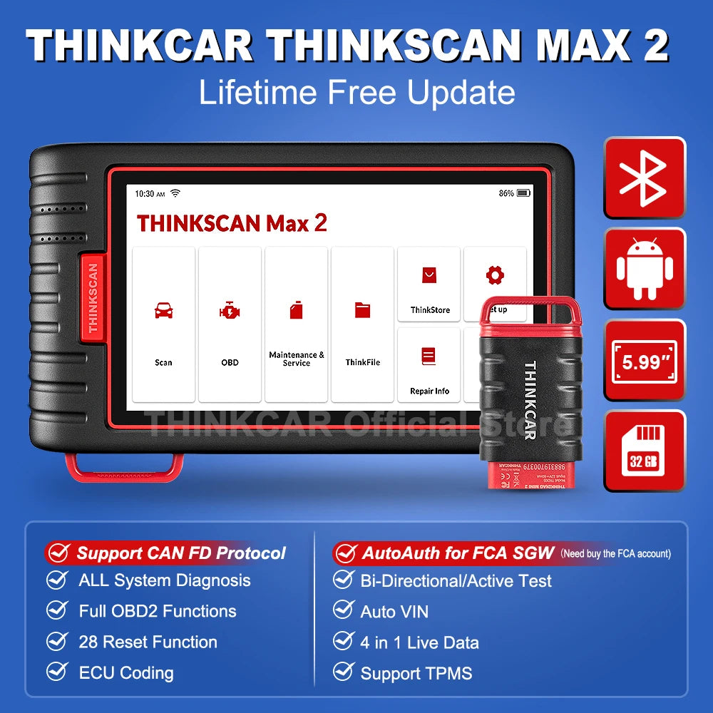 ThinkCar ThinkScan Max 2 – Escáner Automotriz Profesional con Codificación ECU y Pruebas Bidireccionales