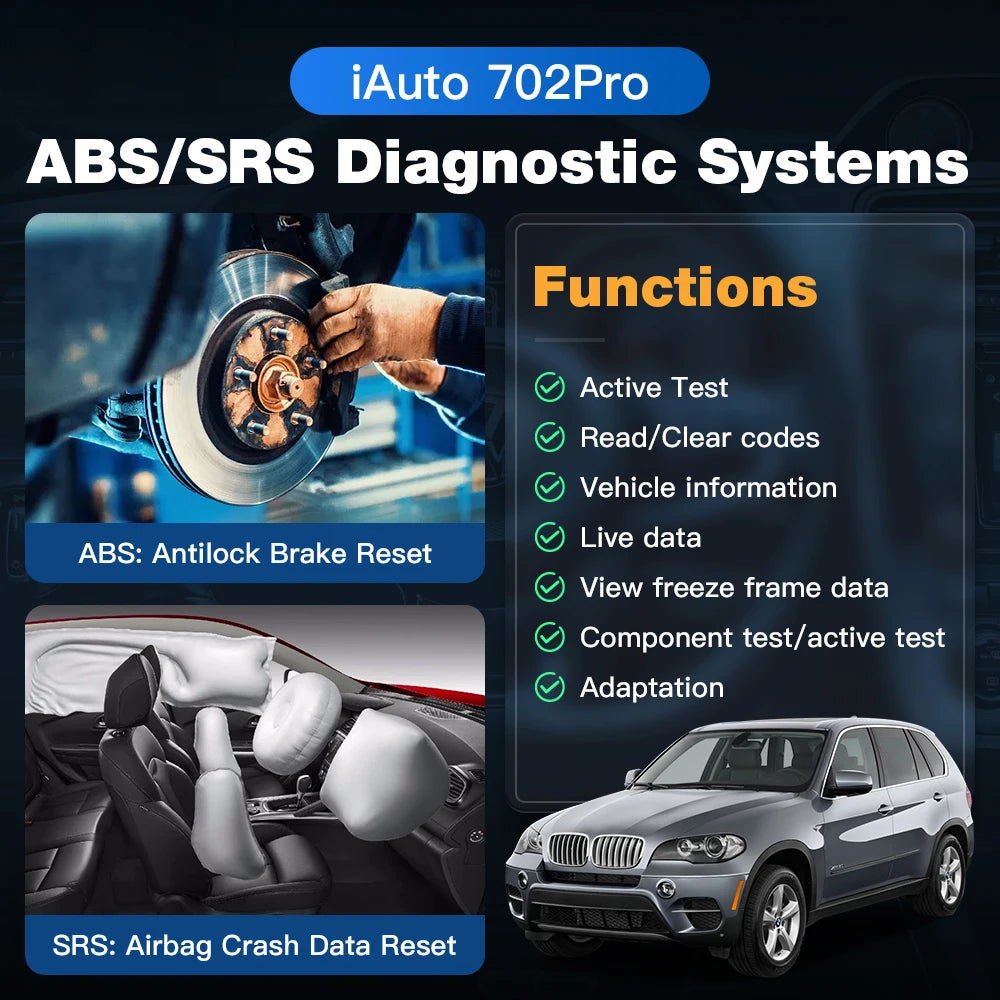 Escáner Automotriz OBD2 ABS/SRS con 39 Funciones Especiales – Vident iAuto702 Pro
