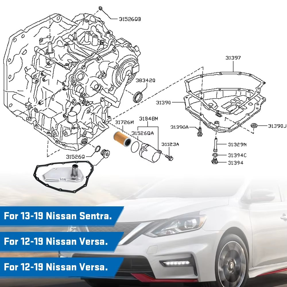 Filtro de Aceite de Transmisión Automática + Juntas – Nissan Sentra / Versa / Tiida – RE0F11A (JF015E)