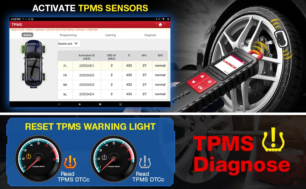 LAUNCH X431 i-TPMS – Herramienta Profesional para Sensores TPMS (315/433 MHz)