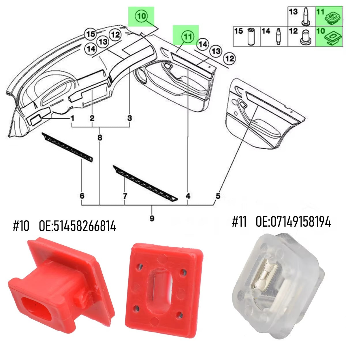Clips Moldura Interior BMW Serie 3 E46 E90 X5 40 Piezas
