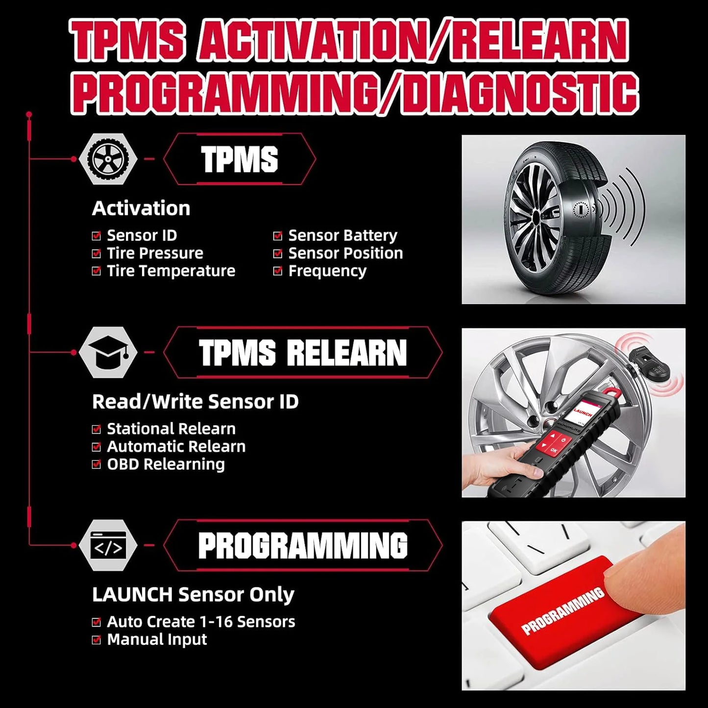 LAUNCH X431 i-TPMS – Herramienta Profesional para Sensores TPMS (315/433 MHz)