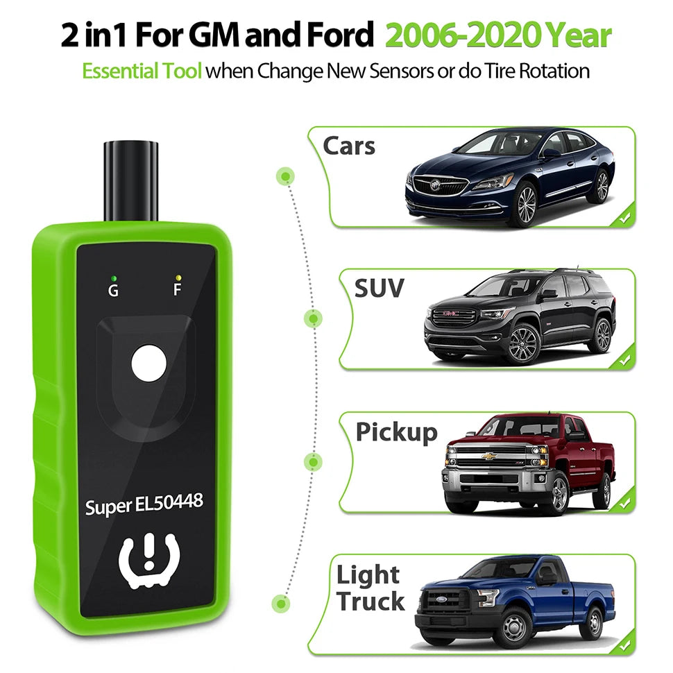 Herramienta Reaprendizaje TPMS 2 en 1 – Super EL50448 Ford / GM / Opel / Chevy / Buick / GMC