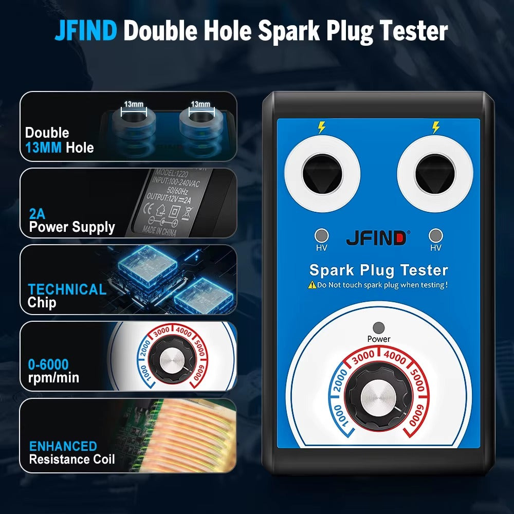 Probador de Bujías de Doble Orificio 13mm para Auto y Moto - Jfind JF109
