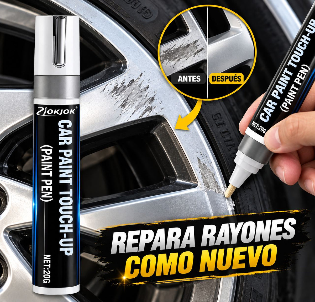 Lápiz Reparador Rayones Llantas Plateado