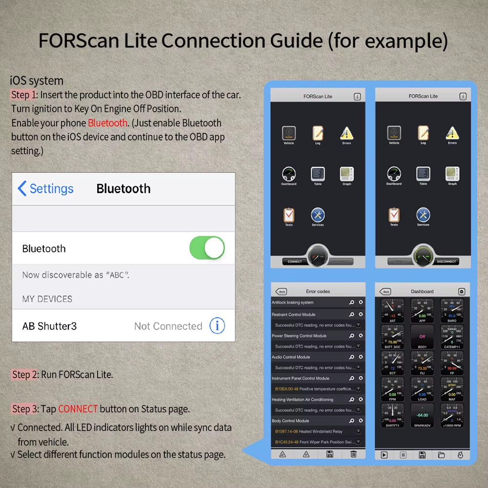 Adaptador OBD2 Vgate vLinker FD+ Bluetooth 4.0 FORScan Ford