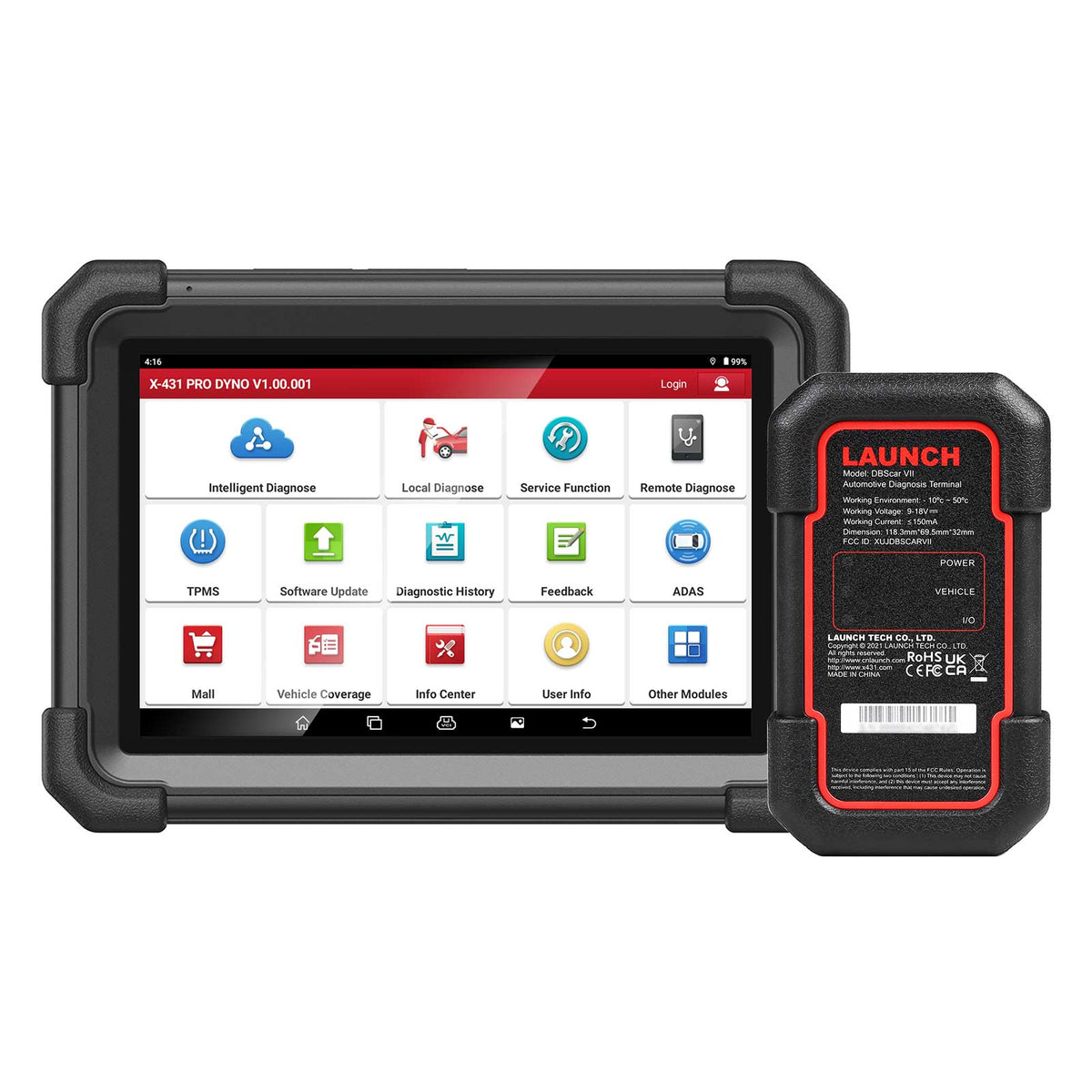 Launch X431 PRO DYNO - Vista principal con maletin