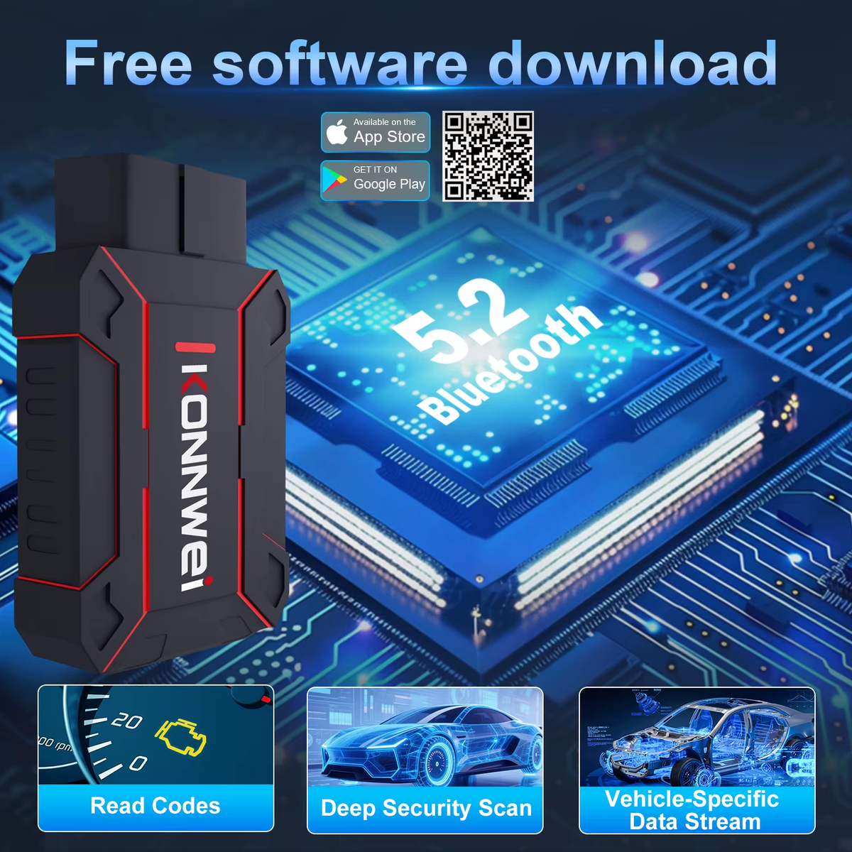 Escáner OBD2 Konnwei MAXOBD Bluetooth 5.2
