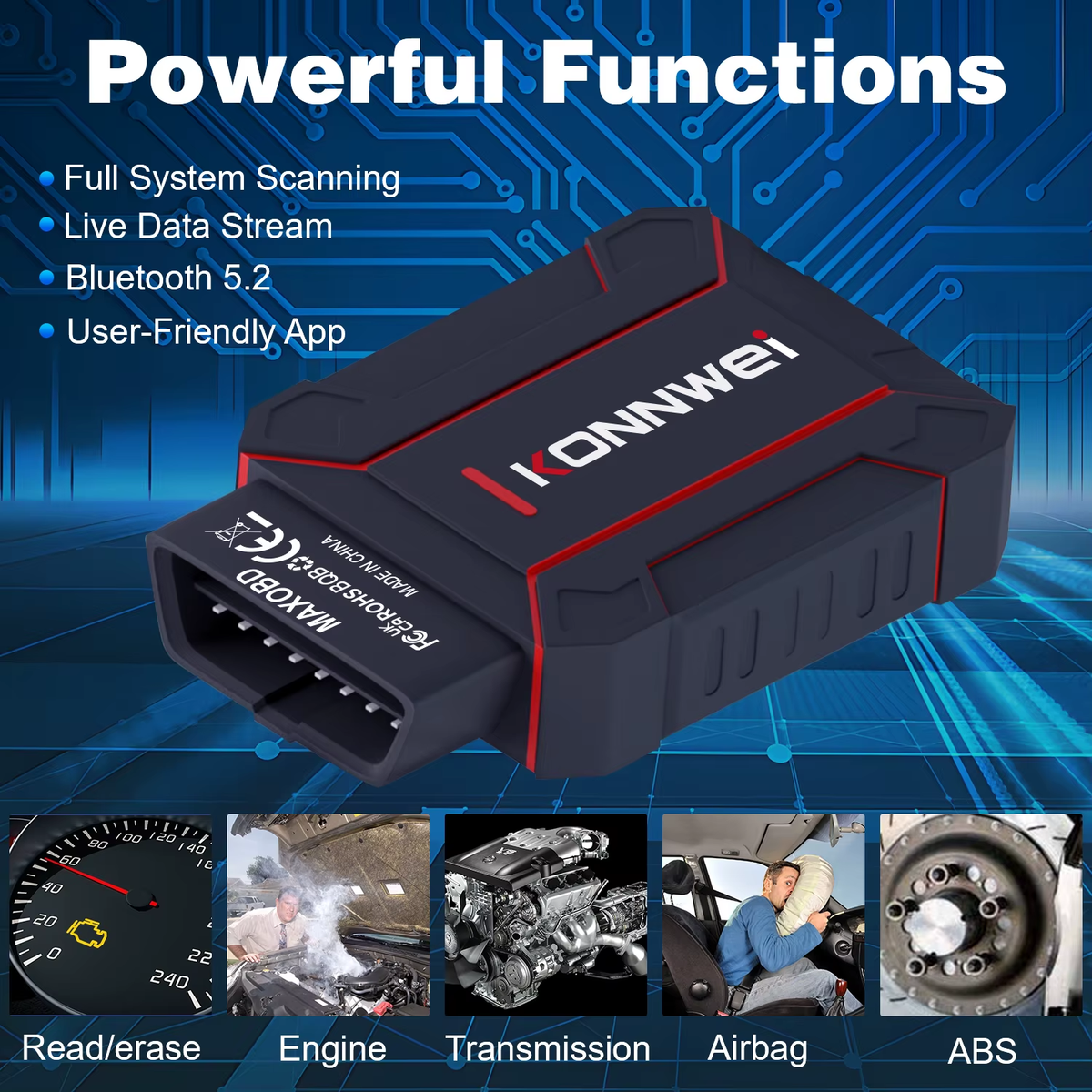 Escáner OBD2 Konnwei MAXOBD Bluetooth 5.2