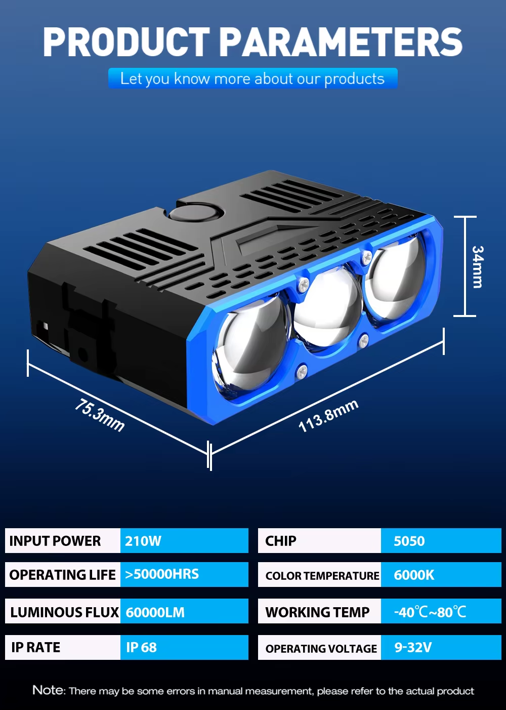 Luz LED Auxiliar Xenplus GM02 210W 6000K IP68
