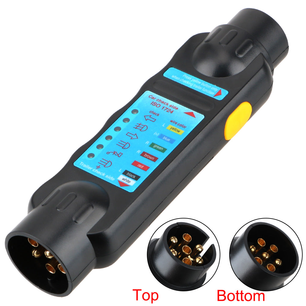 Probador de Remolque 7 Pines 12V Tester de Cableado y Luces para Barra, Remolque y Caravana