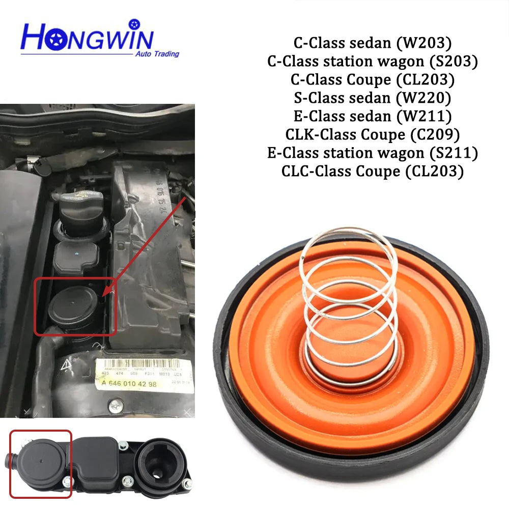 Kit de Reparación PCV con Tapa, Membrana y Resorte Mercedes-Benz, Referencia 6460104298