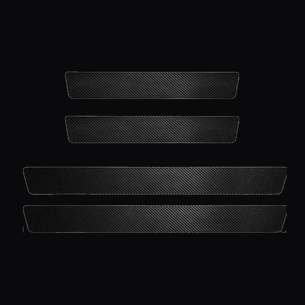 Protector de Umbral de Puerta Fibra de Carbono para Auto Pack 4 Negro