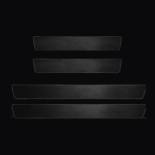 Protector de Umbral de Puerta Fibra de Carbono para Auto Pack 4 Negro