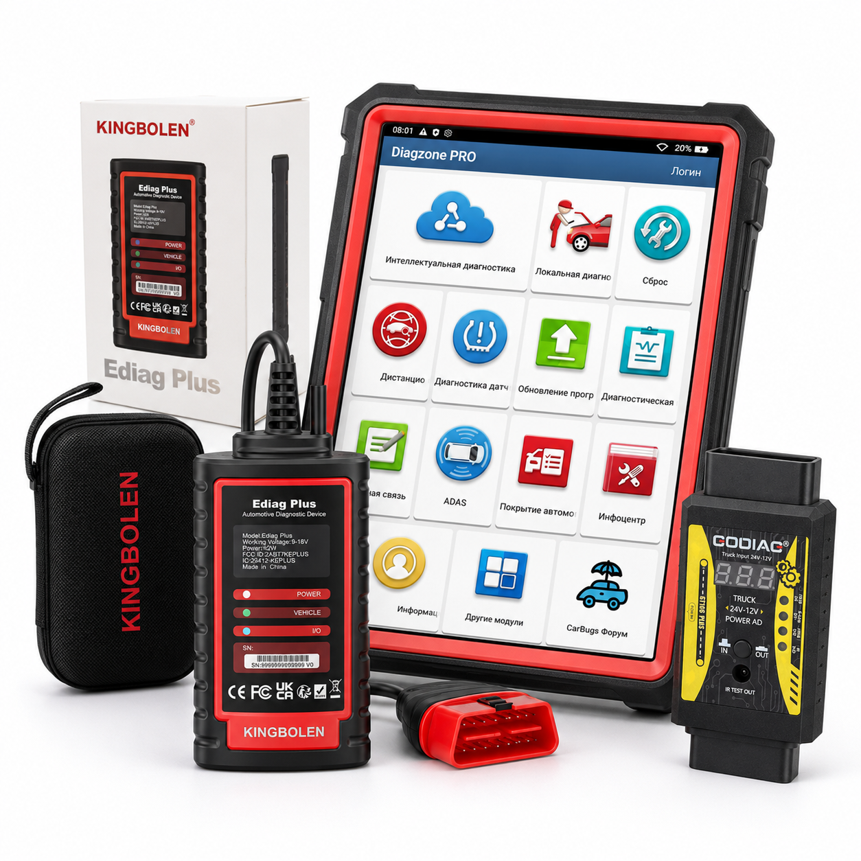Pack Diagnóstico Profesional Tablet Launch + DiagZone + Ediag Plus + Adaptador 24V