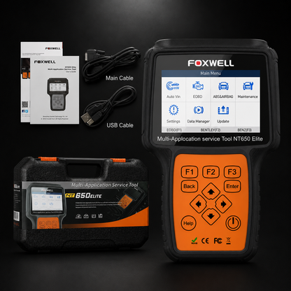 Escáner Automotriz Foxwell NT650 Elite OBD2 para Diagnóstico y Mantenimiento Profesional