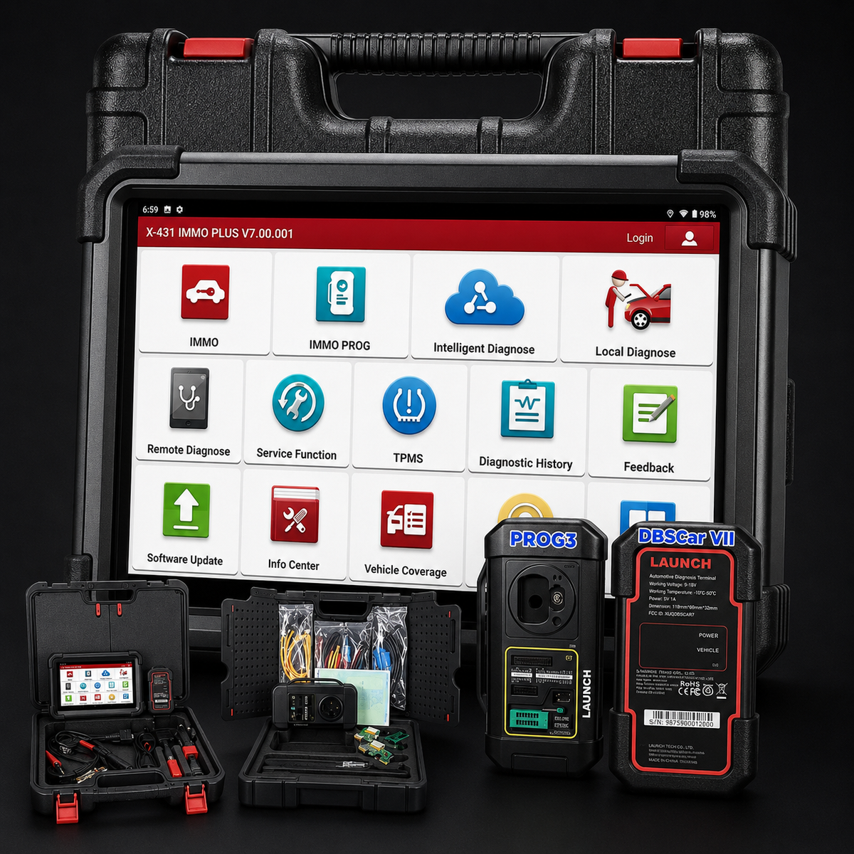 Escáner Automotriz LAUNCH X431 IMMO PLUS + PROG3 para Diagnóstico y Programación de Llaves Profesional