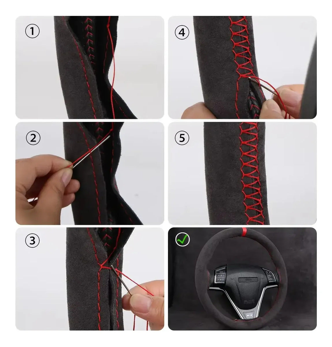 Cubierta de Volante de Gamuza 38 cm para Coser – Hilo Negro