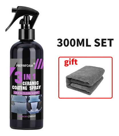 Recubrimiento Cerámico Spray Automotriz 3 en 1 Hidrofóbico 300 ml con Paño de Microfibra
