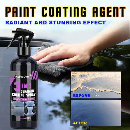 Recubrimiento Cerámico Spray Automotriz 3 en 1 Hidrofóbico 300 ml con Paño de Microfibra