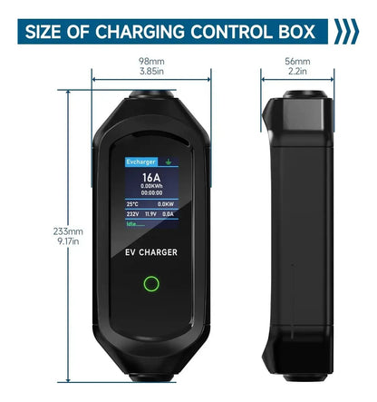 Cargador Portátil EV 7kW Tipo 2 WiFi Negro para Vehículos Eléctricos