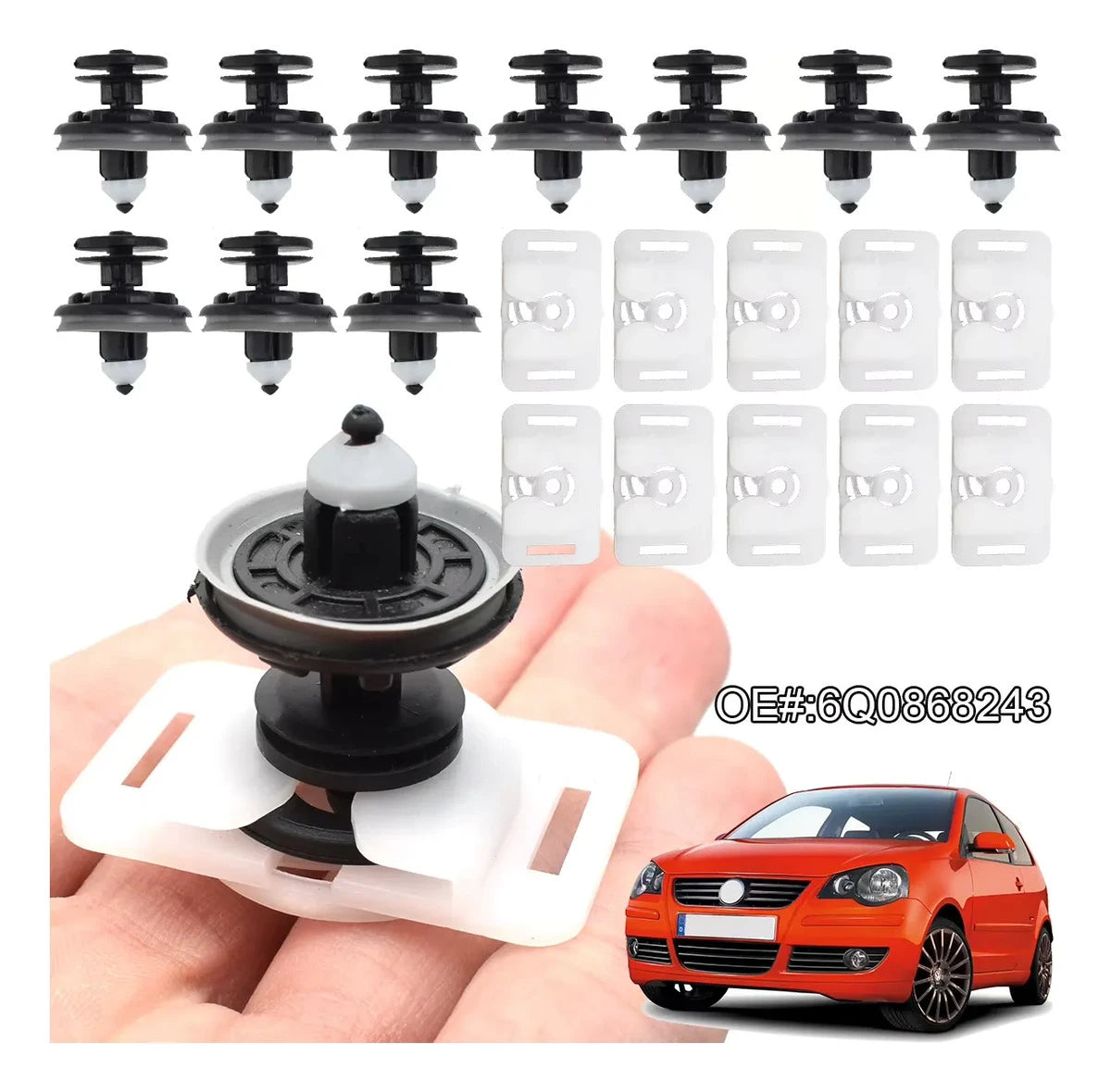 Clips Panel Puerta VW Audi 6Q0868243 – 10 Clips + 10 Brackets