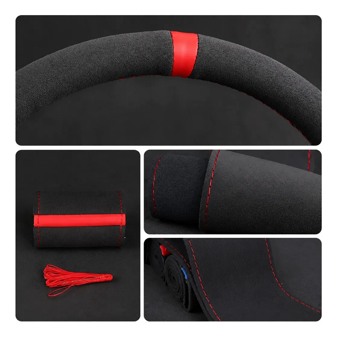 Cubierta de Volante de Gamuza 38 cm para Coser – Hilo Negro
