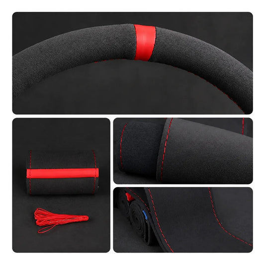 Cubierta de Volante de Gamuza 38 cm para Coser – Hilo Negro