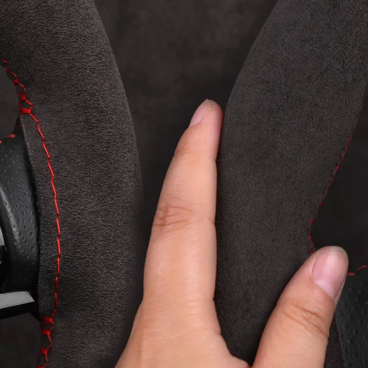 Cubierta de Volante de Gamuza 38 cm para Coser – Hilo Negro