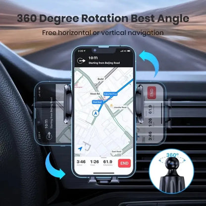 Soporte de Celular para Auto a Rejilla de Ventilación Giratorio 360° Negro