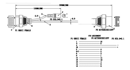 Cable De Diagnostico Mitsubishi 12 A 16 Pines Obd2