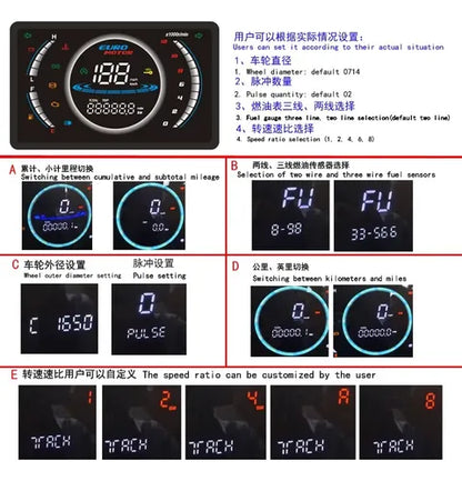 Tablero Velocímetro Digital LED Universal para Motocicleta