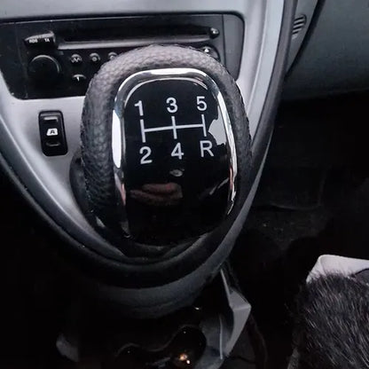 Perilla Universal 5 Velocidades en Cuero – Punto Negro (M8/M10/M11/M12)